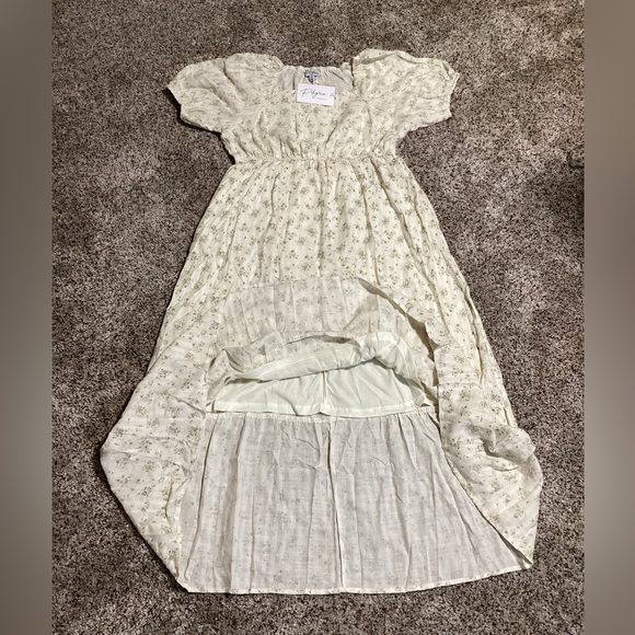 Polagram Women Maxi Dress Size S Cotton Blend Floral Cream Square Neck Pockets - Picture 7 of 9